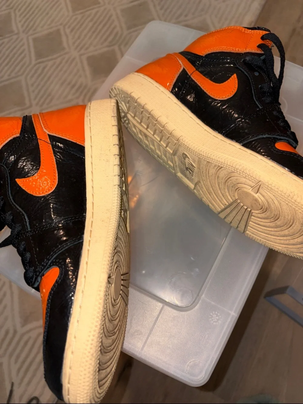 Nike Kids Orange and Black High-Top Sneakers - Picture 6 of 7